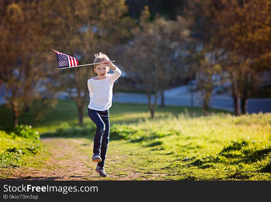 Kid with american flag