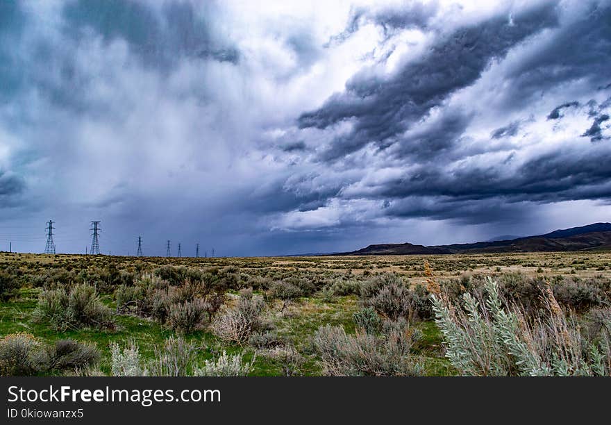 Field Under Cloudy Sky