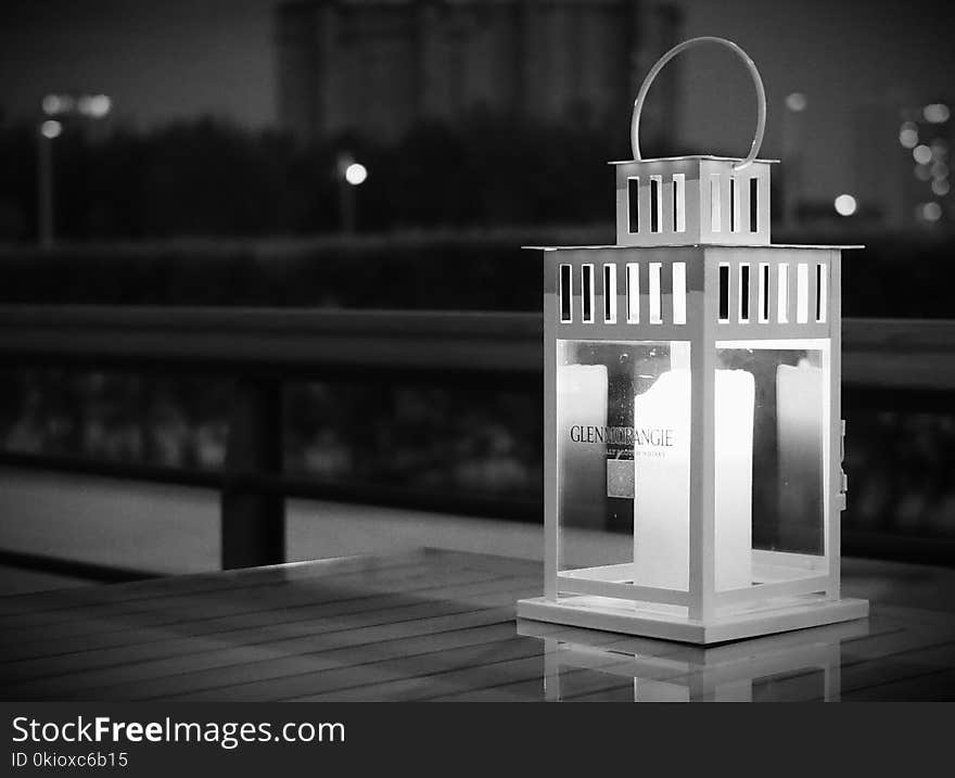 Grayscale Photo of Lantern