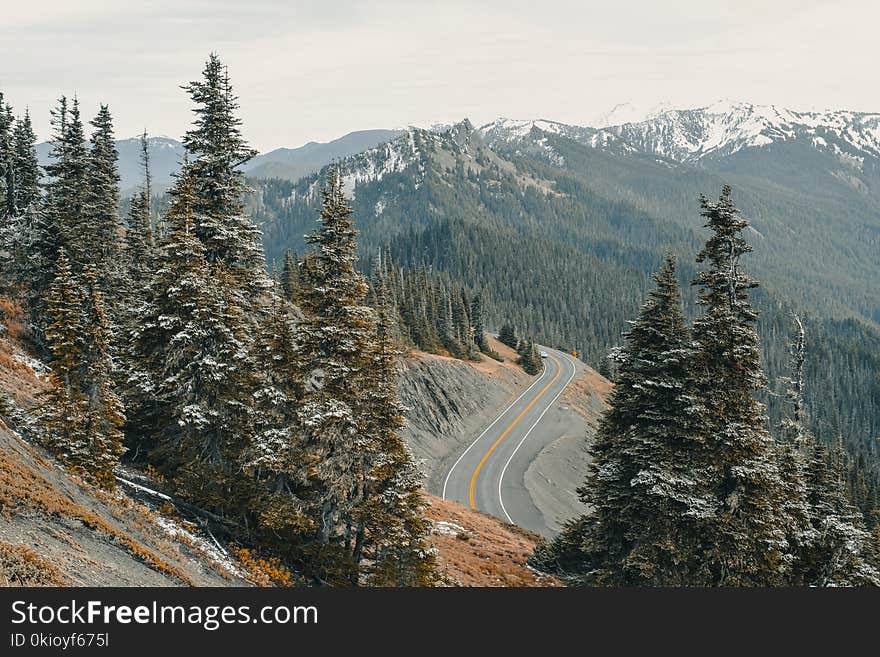 Gray Asphalt Road on Cliff