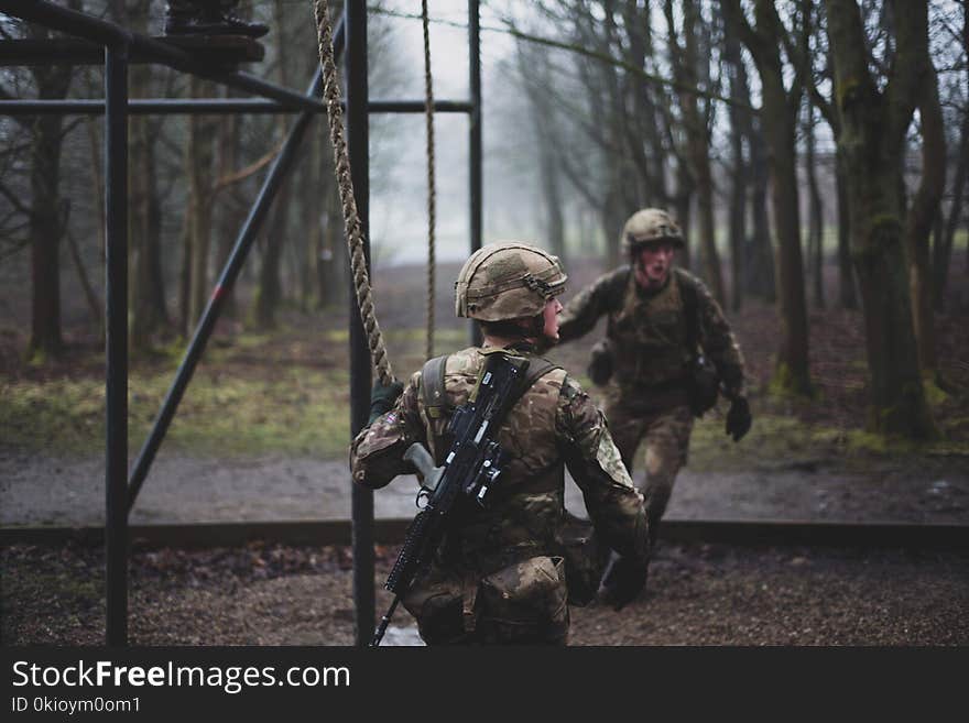 Two Gray Camouflage Suits