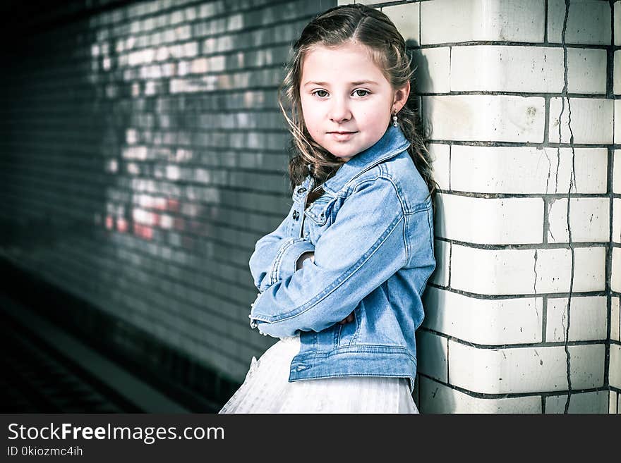 Girl Wearing Blue Denim Jacket