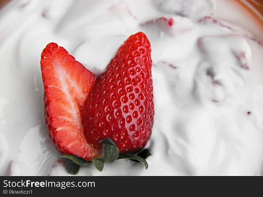 Strawberry, Strawberries, Whipped Cream, Cream