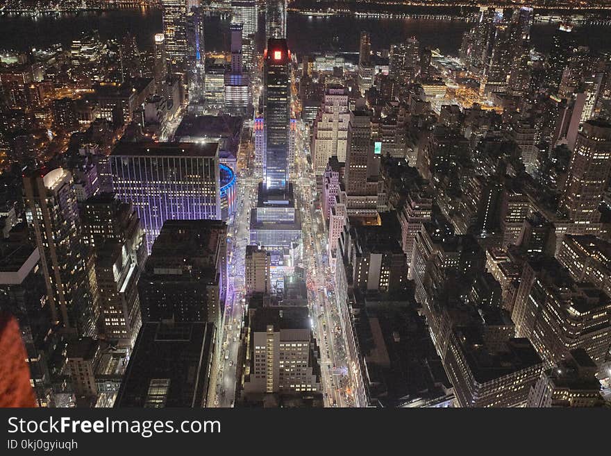 View from the tower on the lights of New York at night. Manhattan. View from the tower on the lights of New York at night. Manhattan.