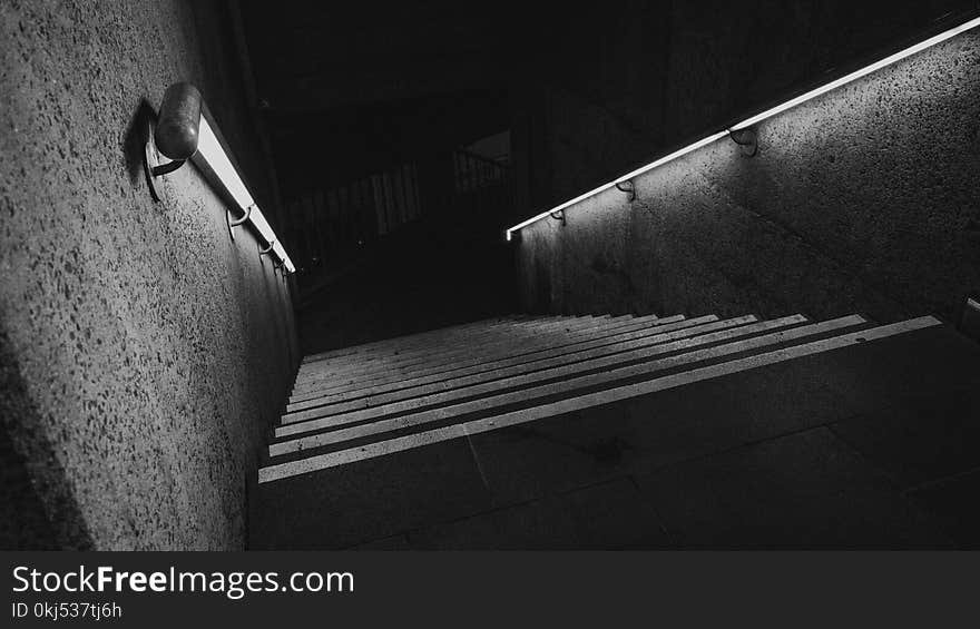 Black And White Photo Of Staircase