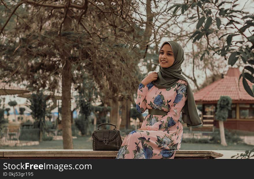 Woman Wearing Grey Hijab Headdress