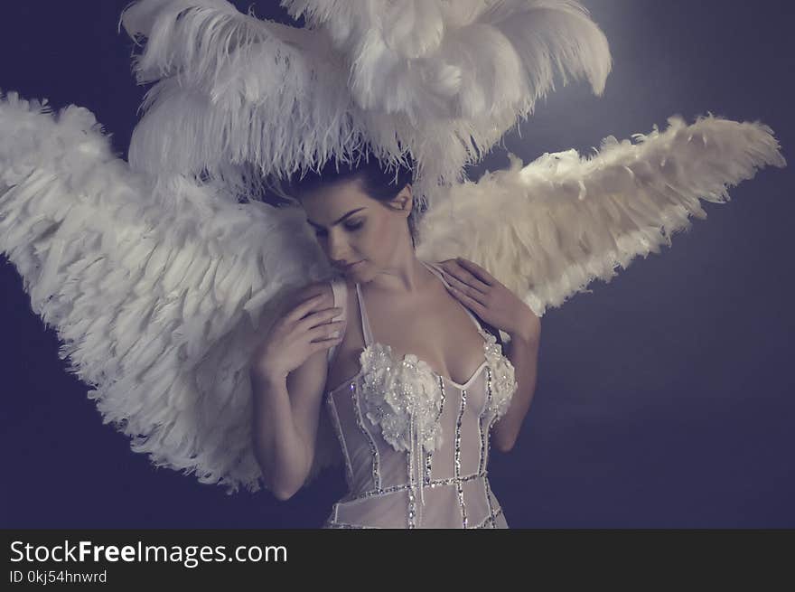 Woman Wearing White Angel Costume