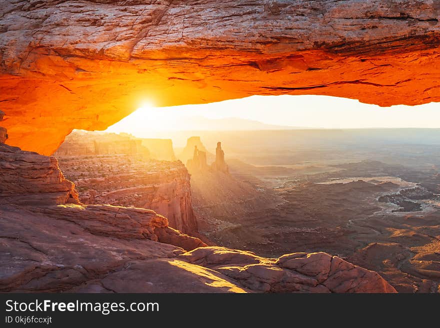 Iconic Mesa Arch at sunrise
