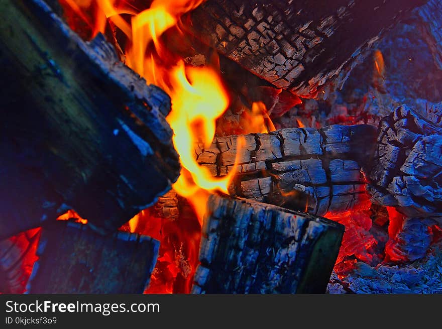 Blue, Campfire, Heat, Geological Phenomenon