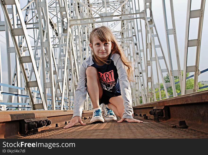 Girl, Structure, Sitting, Fun