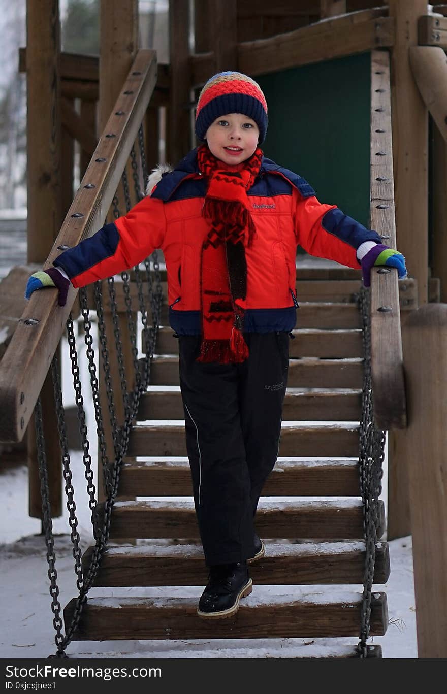 Red, Winter, Standing, Headgear