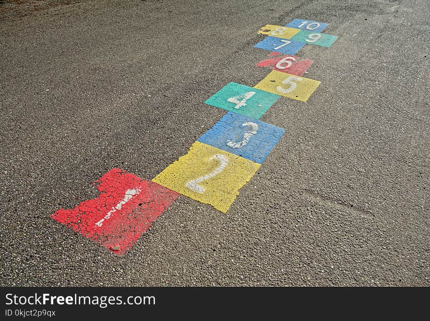 Blue, Red, Yellow, Asphalt