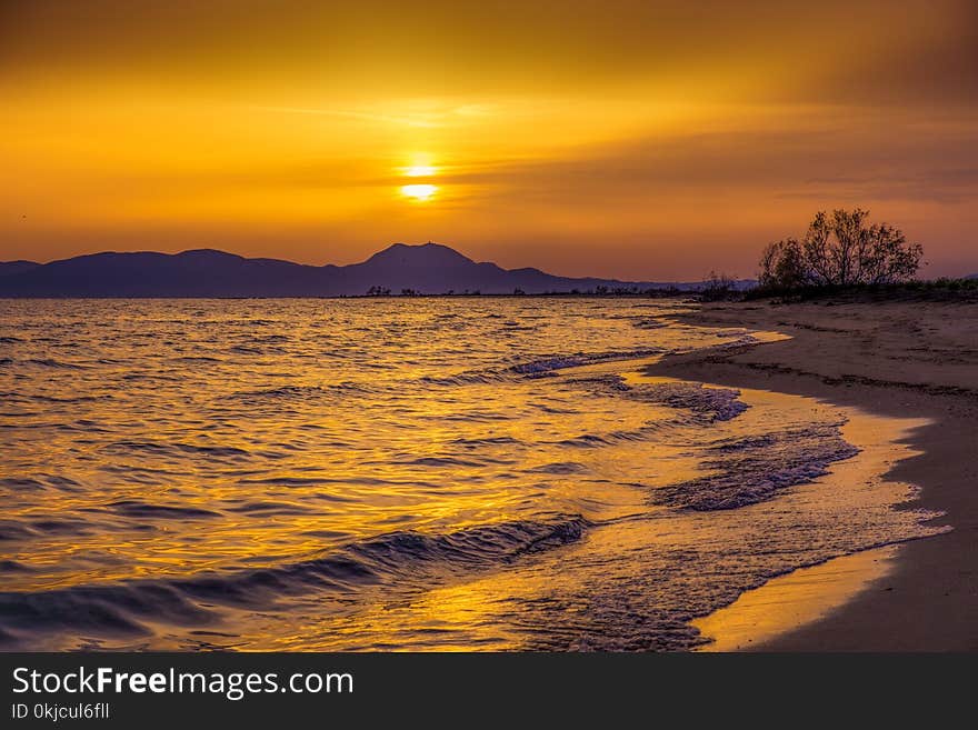 Horizon, Sky, Sunset, Sea