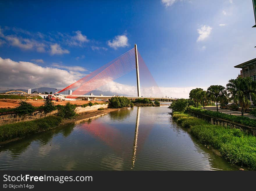 Waterway, Bridge, Reflection, Sky