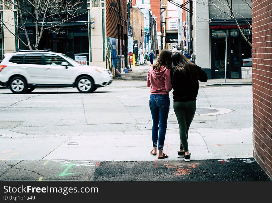 Two Woman Near Street Under Sky