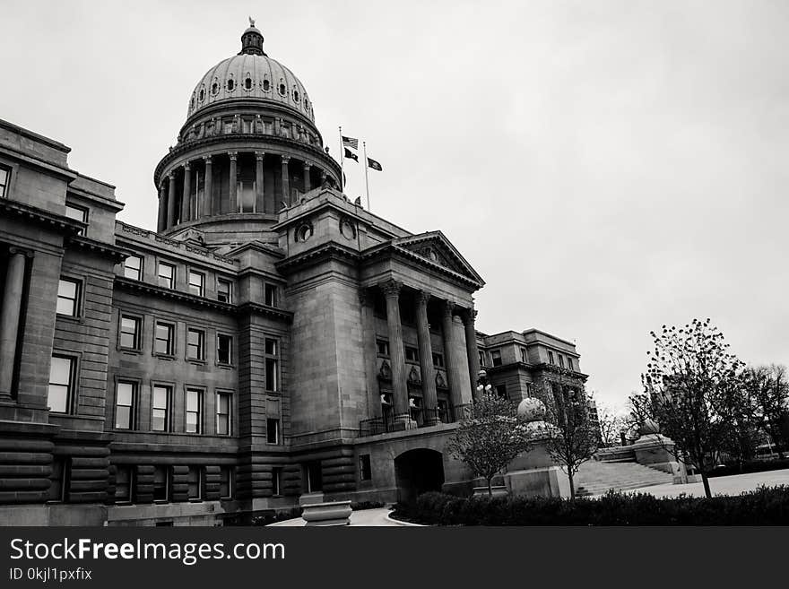 Grayscale Photo of Concrete Building