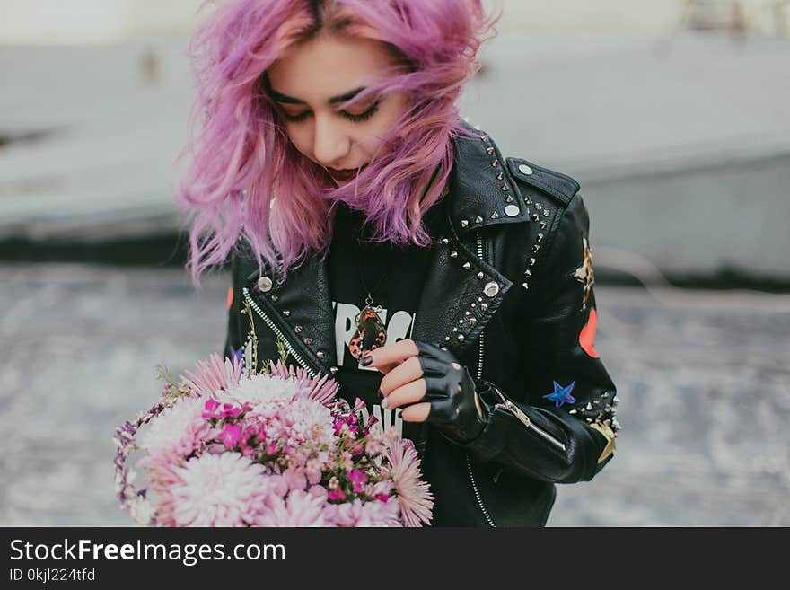 Woman Holding Flower Bouquet