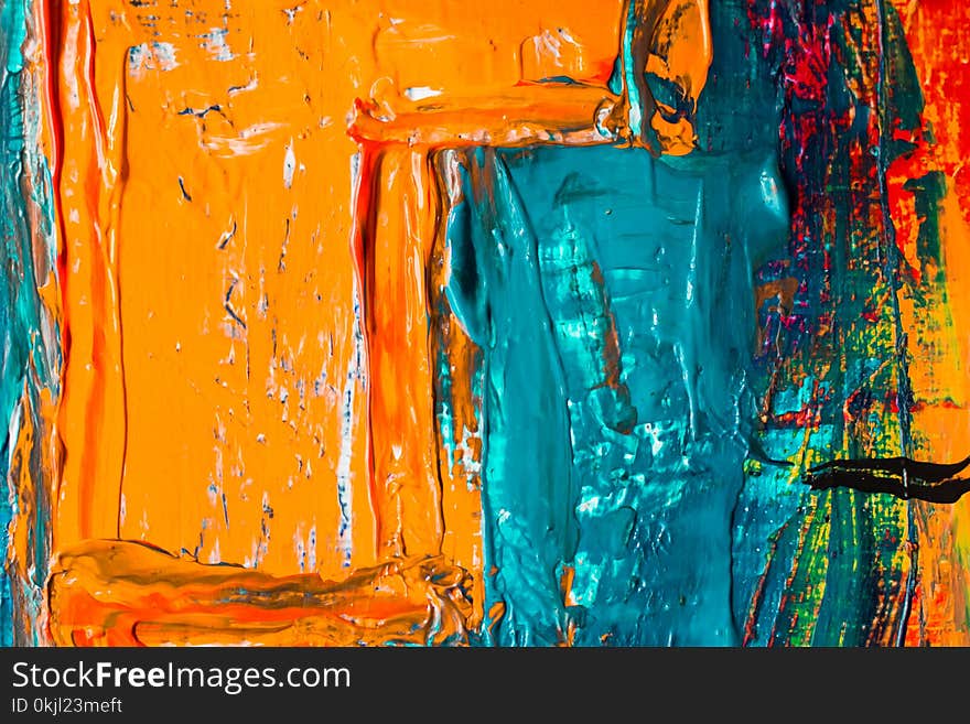 Orange and Blue Abstract Painting