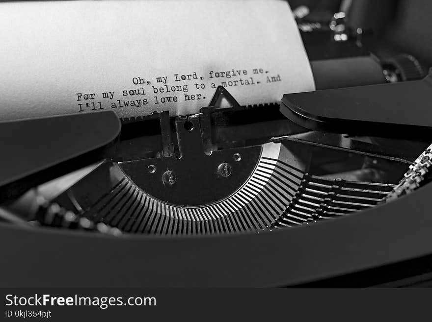 Grayscale Photo of a Typewritten Prayer