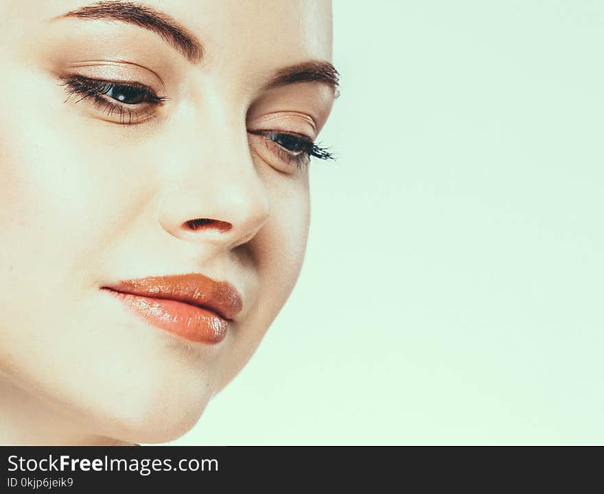 Beauty Woman face Portrait. Beautiful model Girl with Perfect Fr