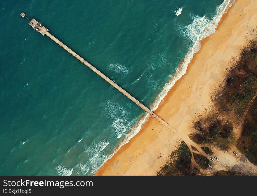 Aerial View of Dock and Body of Water