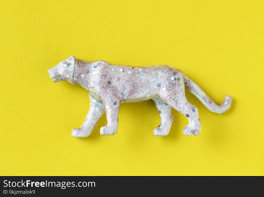 Gray and White 4-legged Animal Figurine