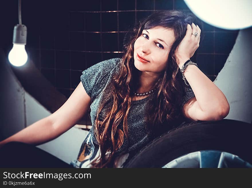 Woman Wearing Gray Shirt