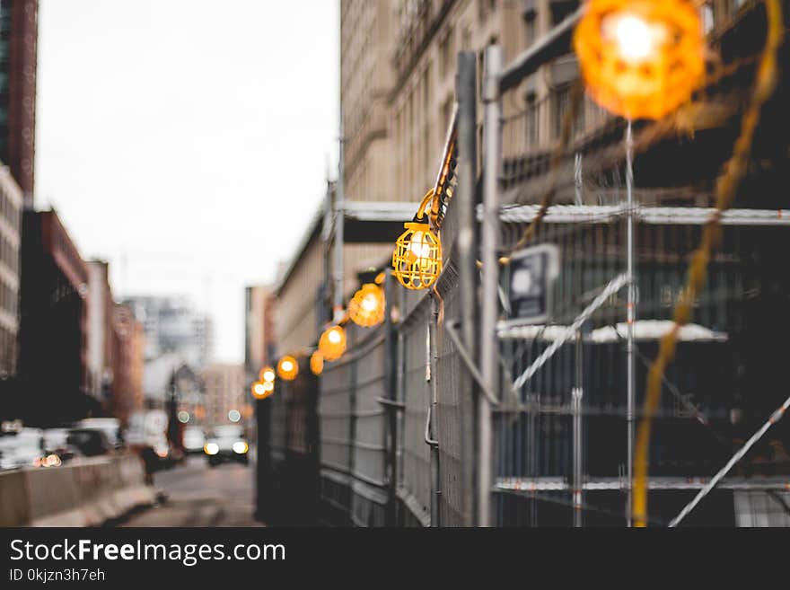 Yellow Work Lamps Turned on