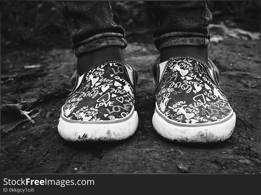 Grayscale Photography of Shoes