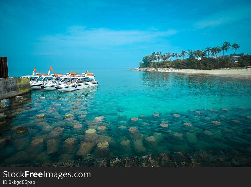 White Boats on Body of Water