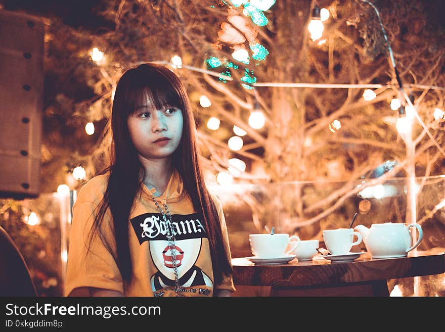 Woman Near Coffee Table