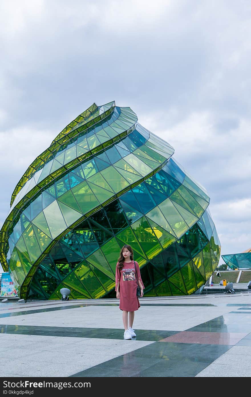 Green and Teal Glass Dome Building