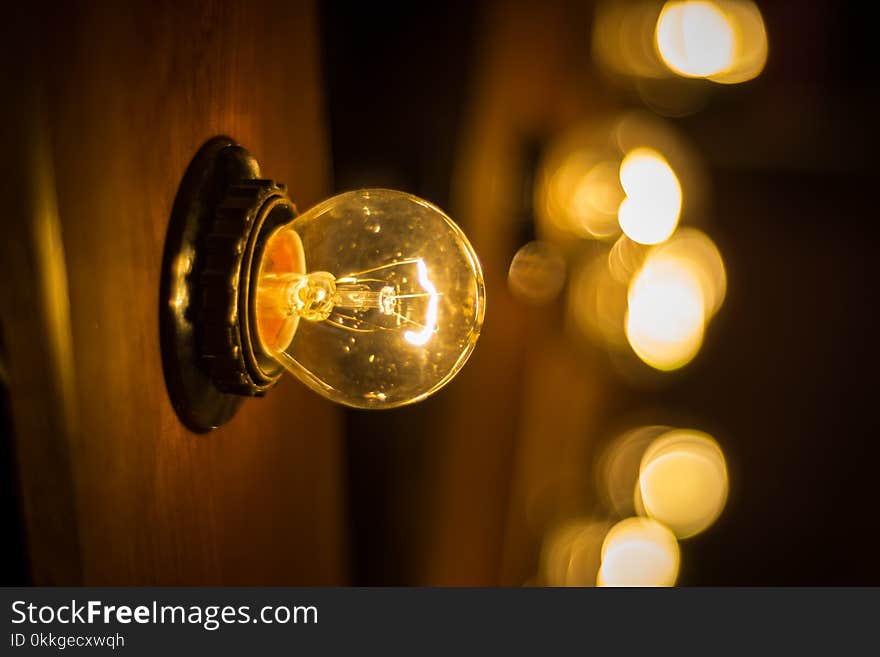 Selective Focus Photography of Turned on Edison Bulb