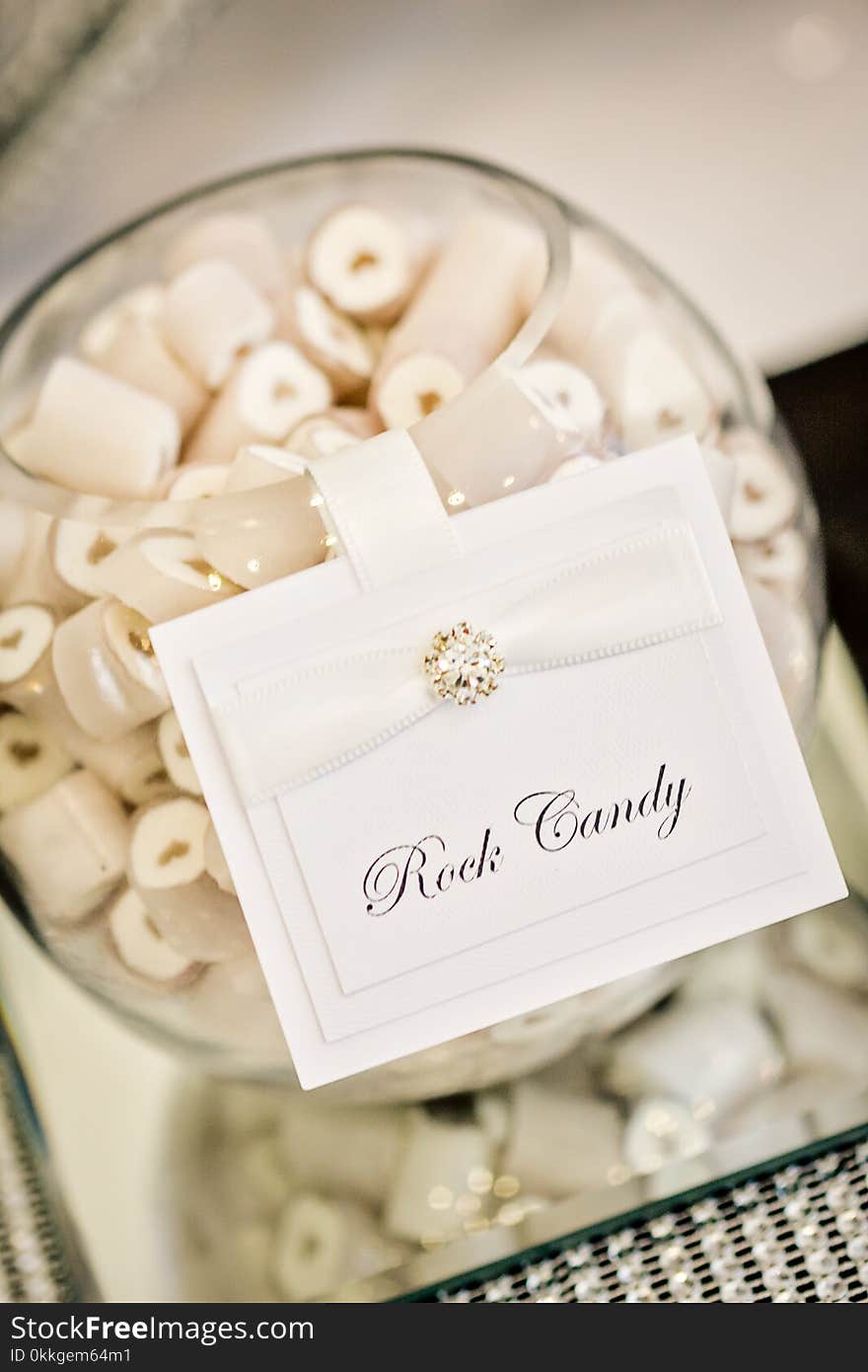 Glass Container With Rock Candy Card