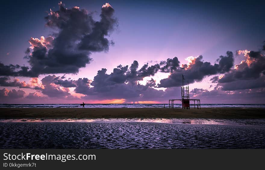 Body of Water Under Cloudy Sky