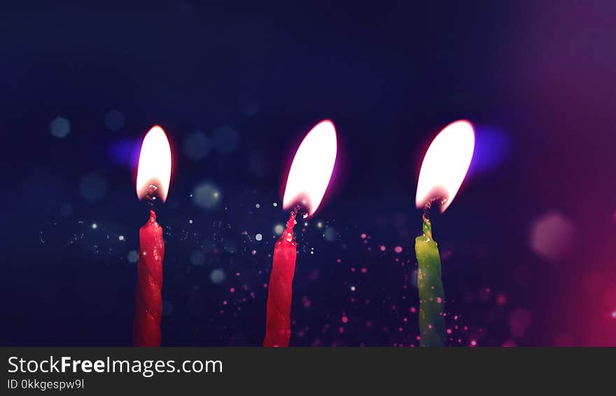 Red and Green Birthday Candle With Lights