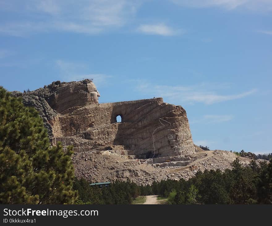 Sky, Badlands, Escarpment, Rock