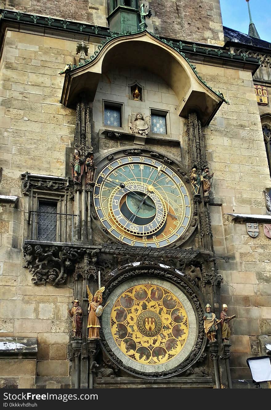 Clock, Clock Tower, Medieval Architecture, Facade