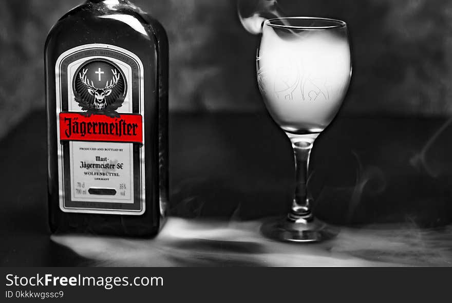 Liqueur, Drink, Distilled Beverage, Black And White