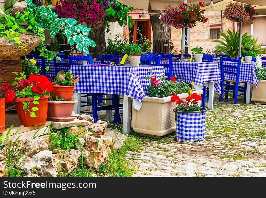 Traditional Greek Tavernas. Cyprus Island, Omodos Village