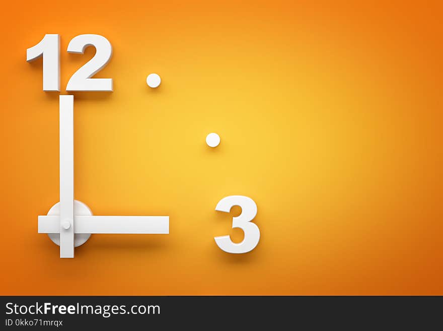 Wall analog clock on orange. Wall analog clock on orange