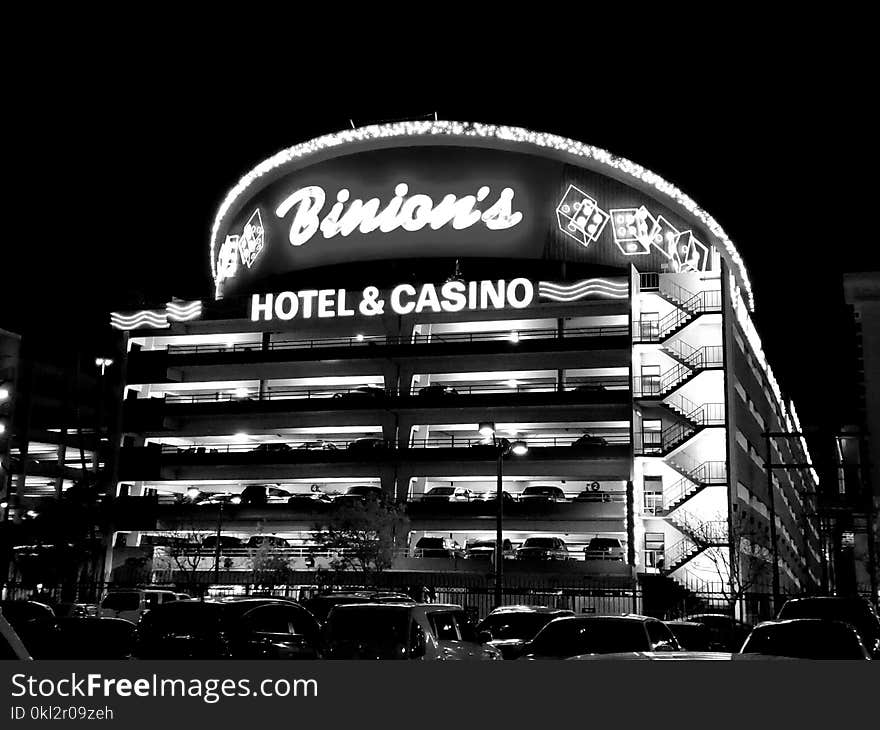 Grayscale Photography Binion&#x27;s Hotel & Casino