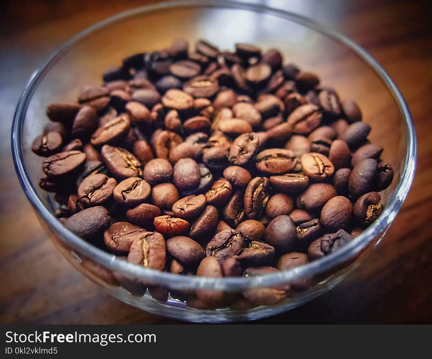 Coffee Beans In A Glass Bowl