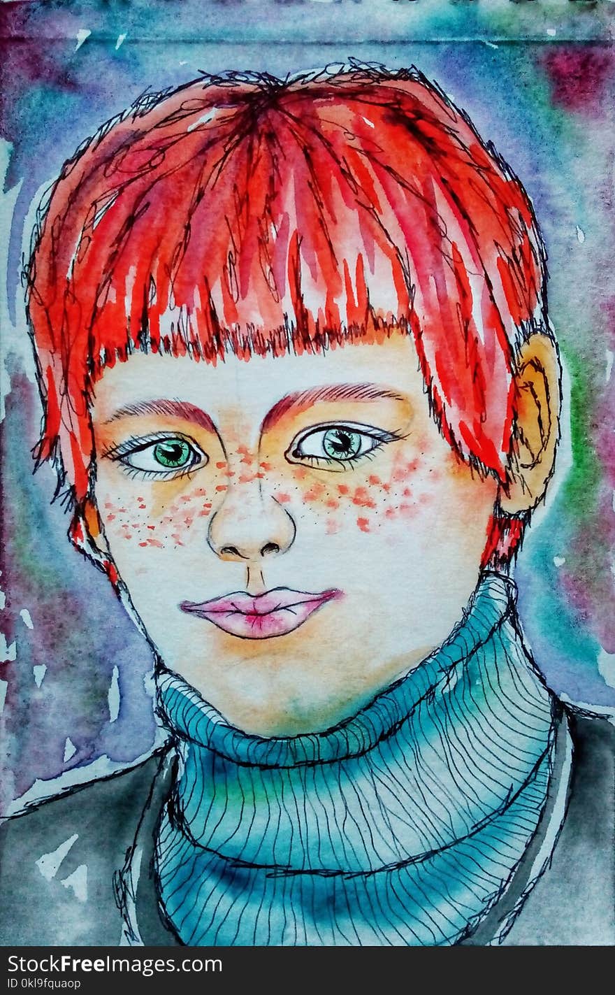 Face, Art, Watercolor Paint, Nose