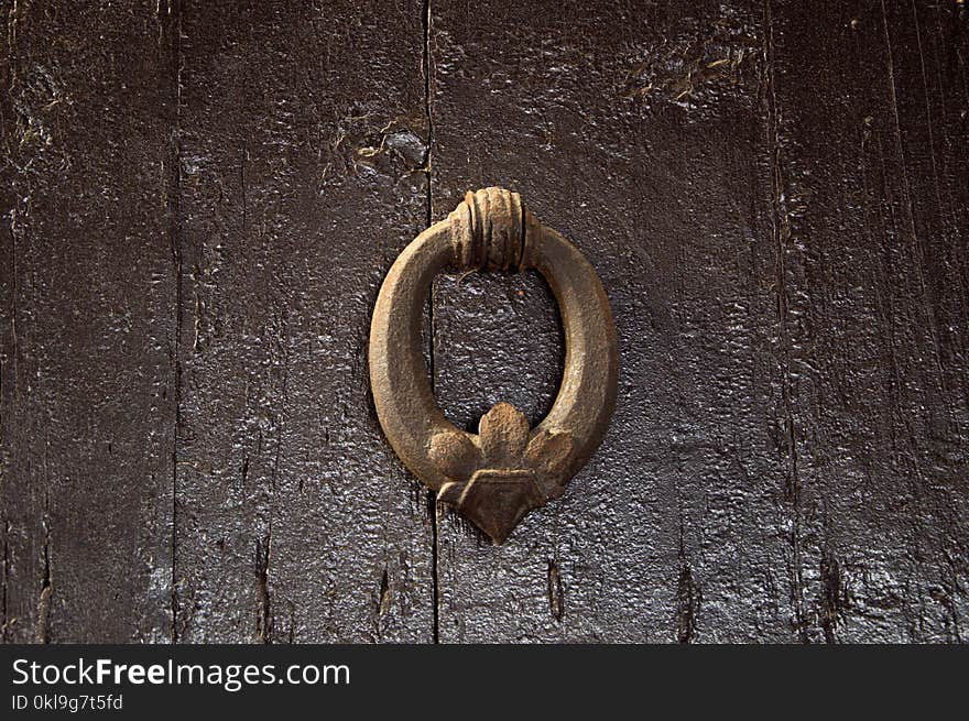 Wood, Texture, Door Knocker, Metal