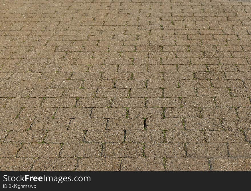 Cobblestone, Road Surface, Grass, Line