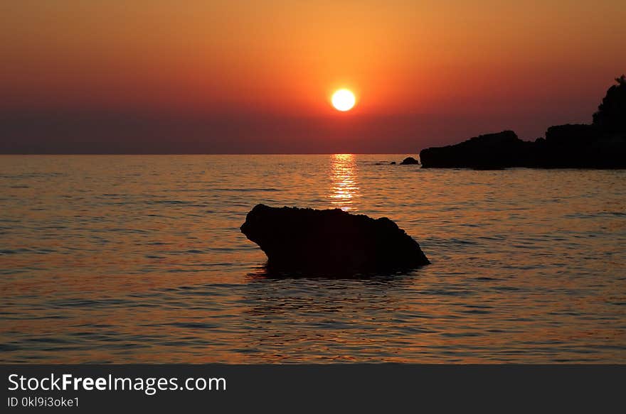 Sunset, Horizon, Sea, Sunrise