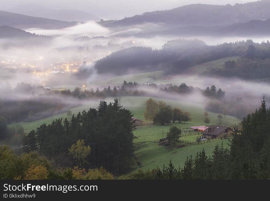 Larrabetzu under the fog Bizkaia, Basque Country