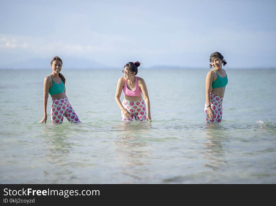 RAYONG THAILAND - MAY2,2018 : three asian woman wearing yoga sui