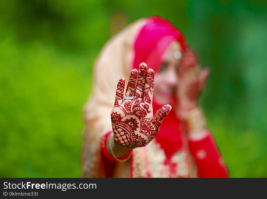 Woman Wearing Mehndi Tattoos